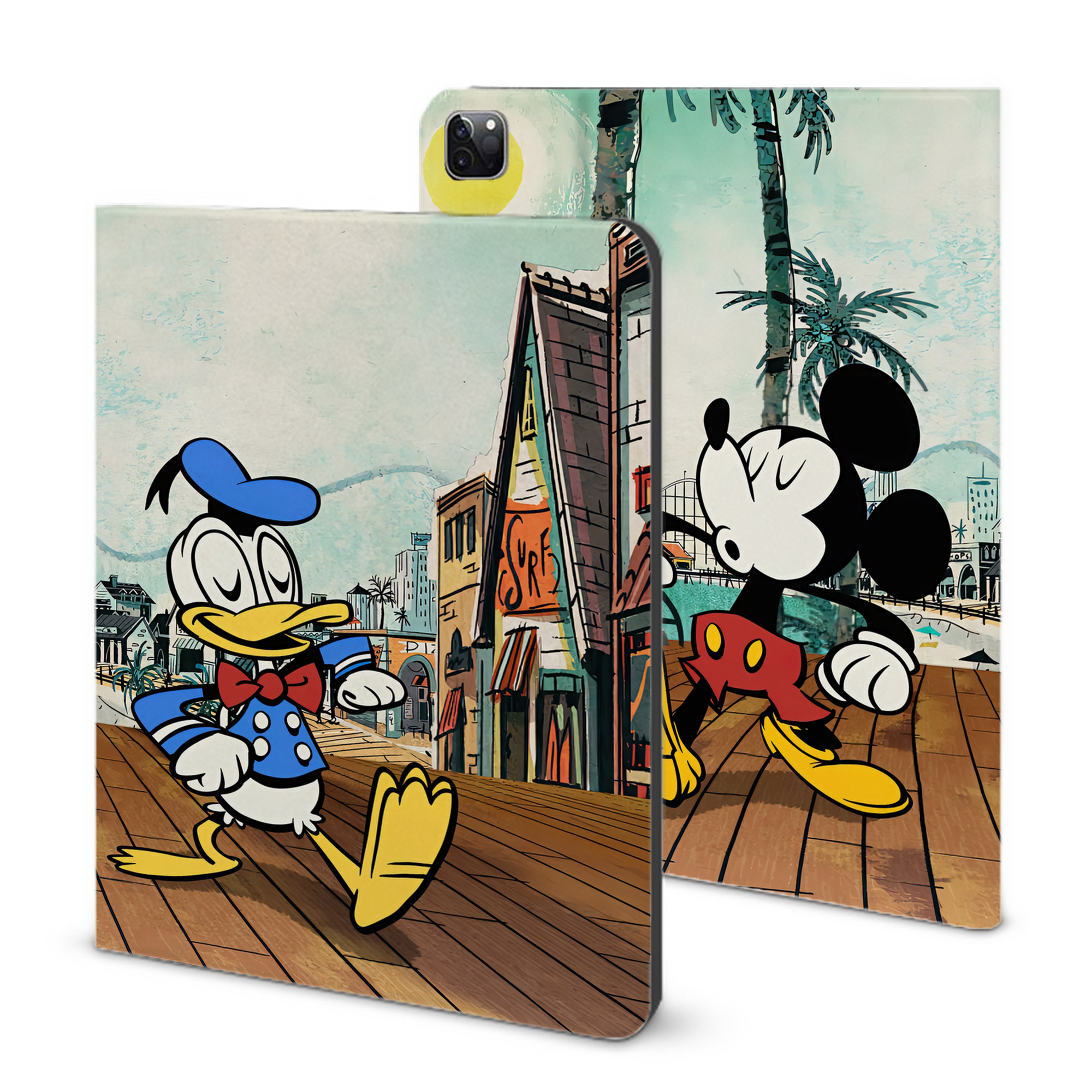 （画像用） ミッキーマウス Mickey Mouse IPad ケース ブック型 PUレザー TPU 耐衝撃 軽量 薄型 ペン収納なし 全面保護 IPad 各モデル対応